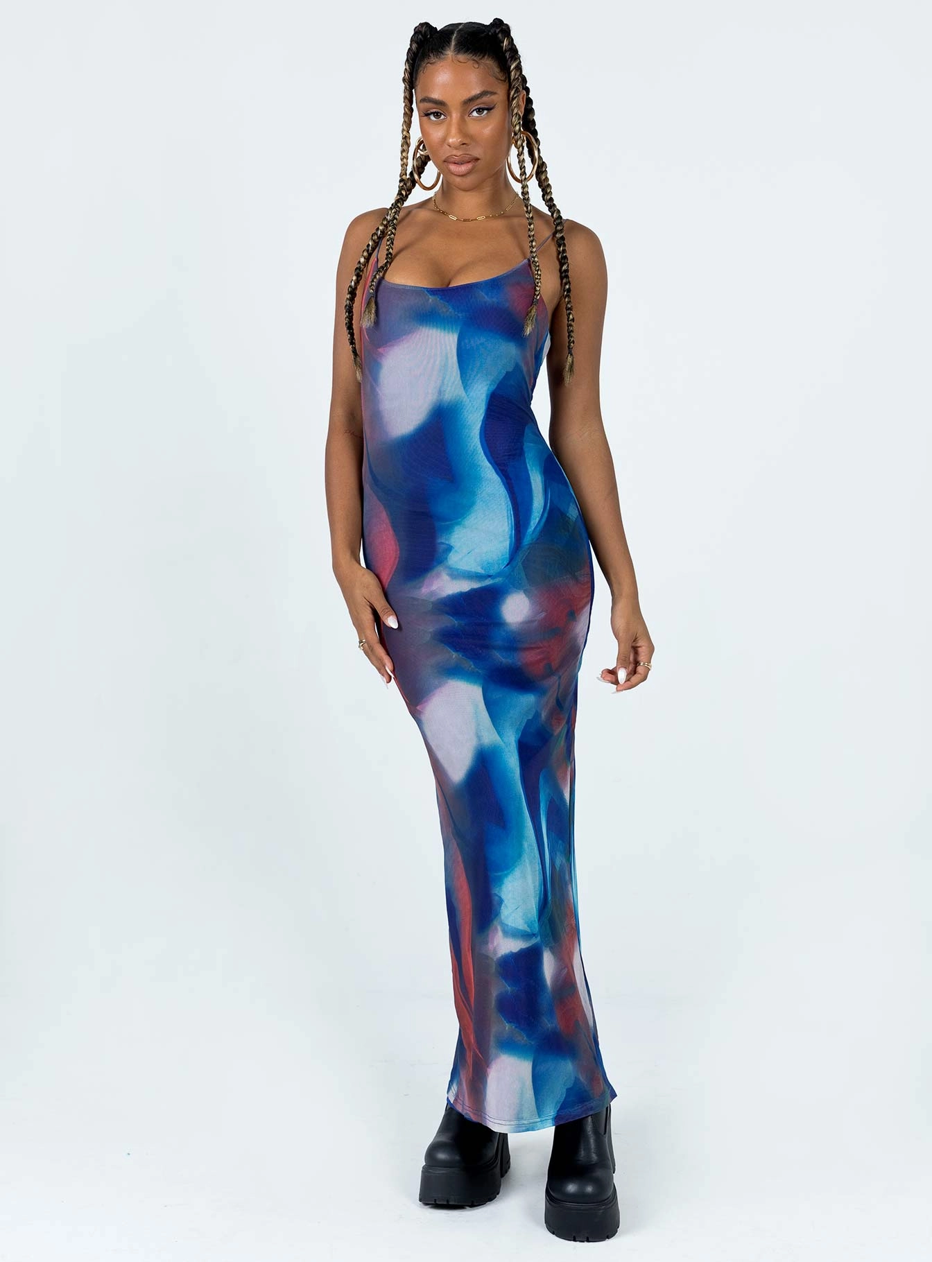 Knox Maxi Dress Blue Multi Elegant Finish