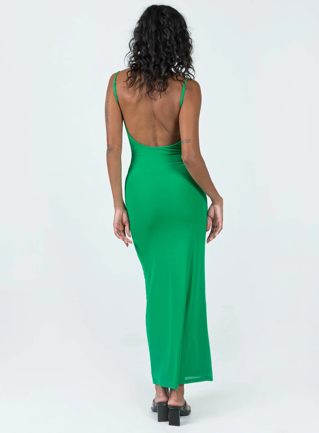 Knox Maxi Dress Green Gathered-Detail