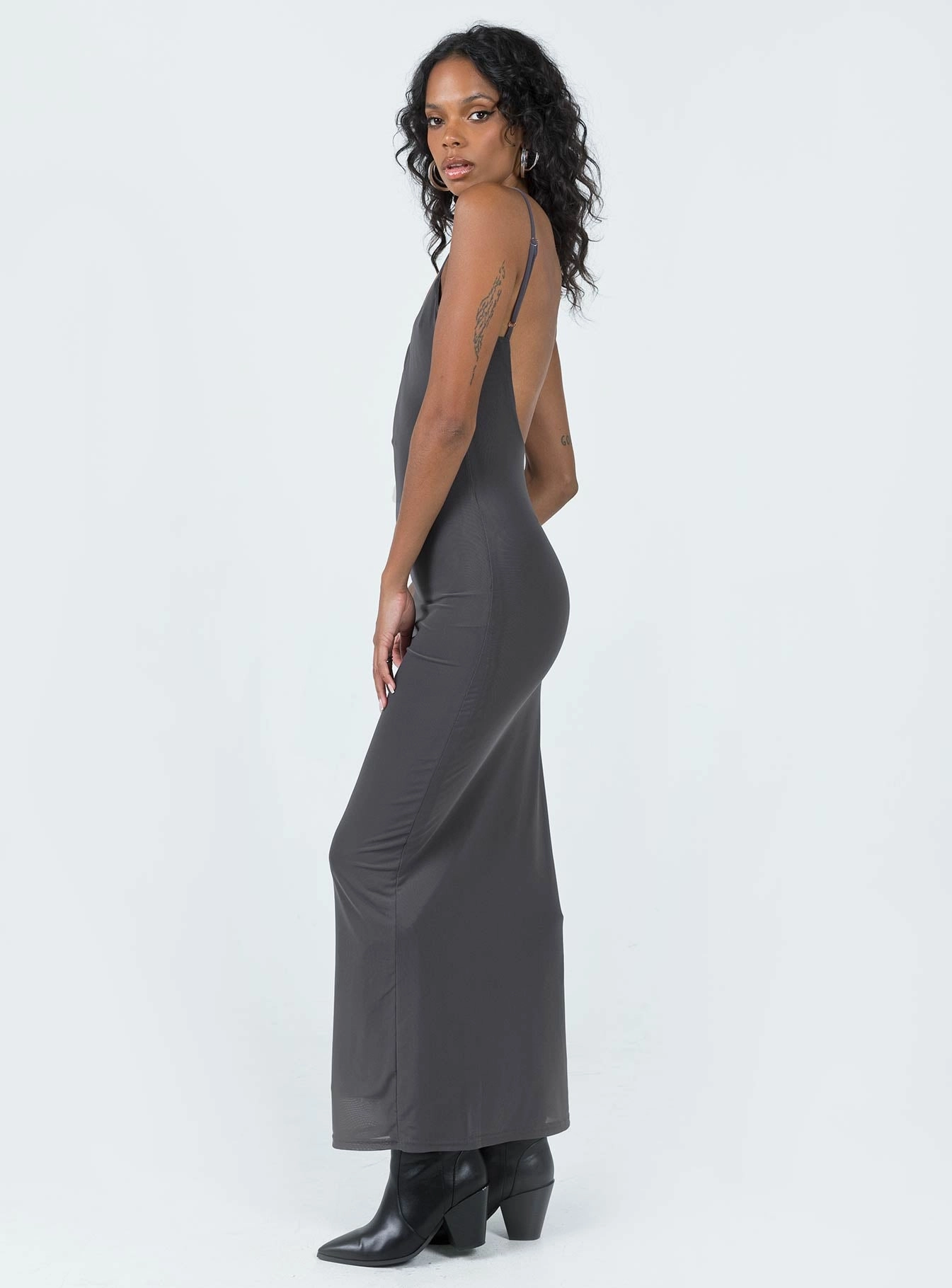 Asymmetric-Neck Knox Maxi Dress Slate