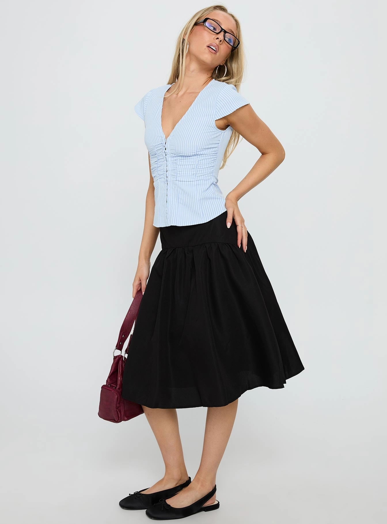 Kodee Midi Skirt Black Reinforced Pockets Water Repellent Finish