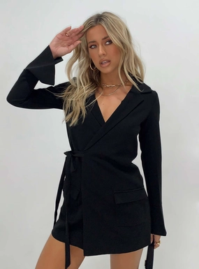 Kyah Wrap Blazer Dress Black Grace Flow