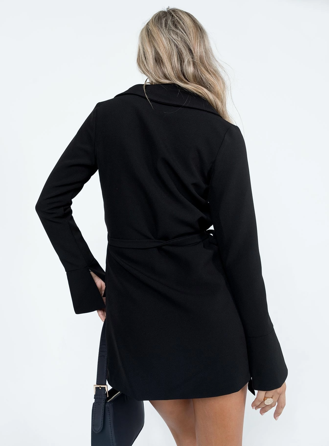 Kyah Wrap Blazer Dress Black Modest Light Quick-Dry
