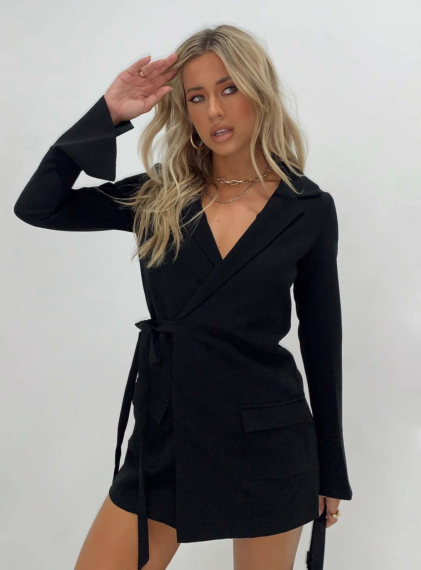 Kyah Wrap Blazer Dress Black Grace Flow