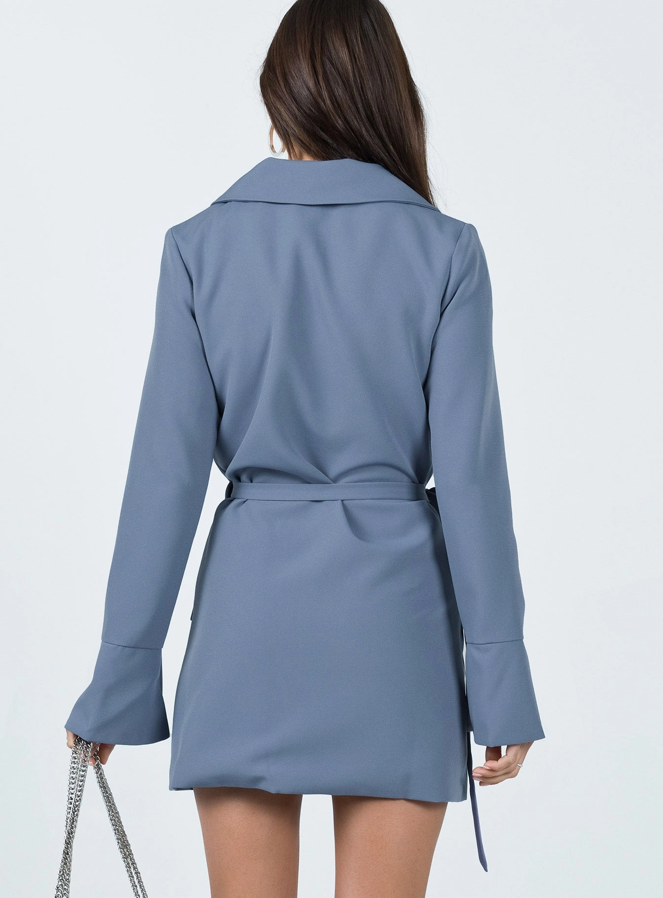 Kyah Wrap Blazer Dress Navy Fashionable event gown Easy Lovely