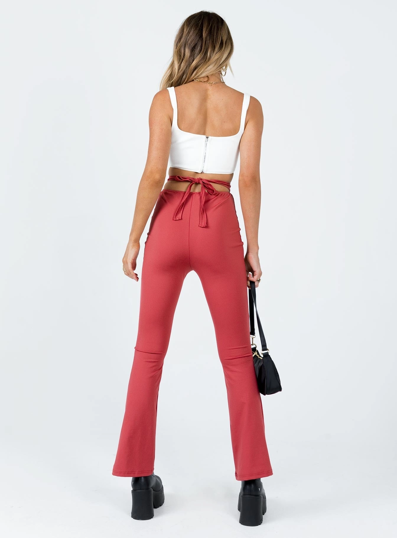 Kyra Pants Red ElasticWaist Multi-Purpose Wear