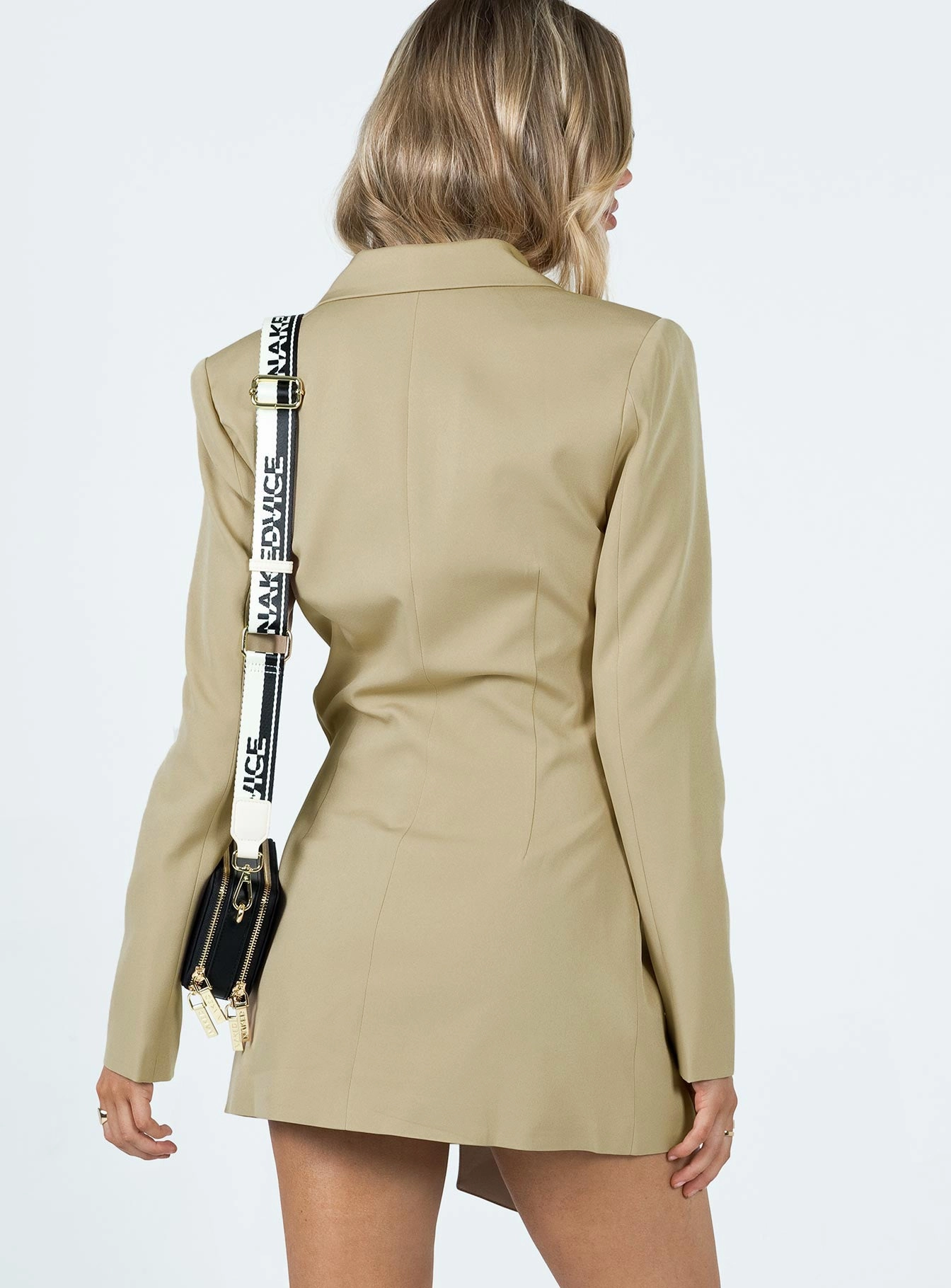 Gift-Worthy Lunch Date LA Confidential Mini Dress Camel