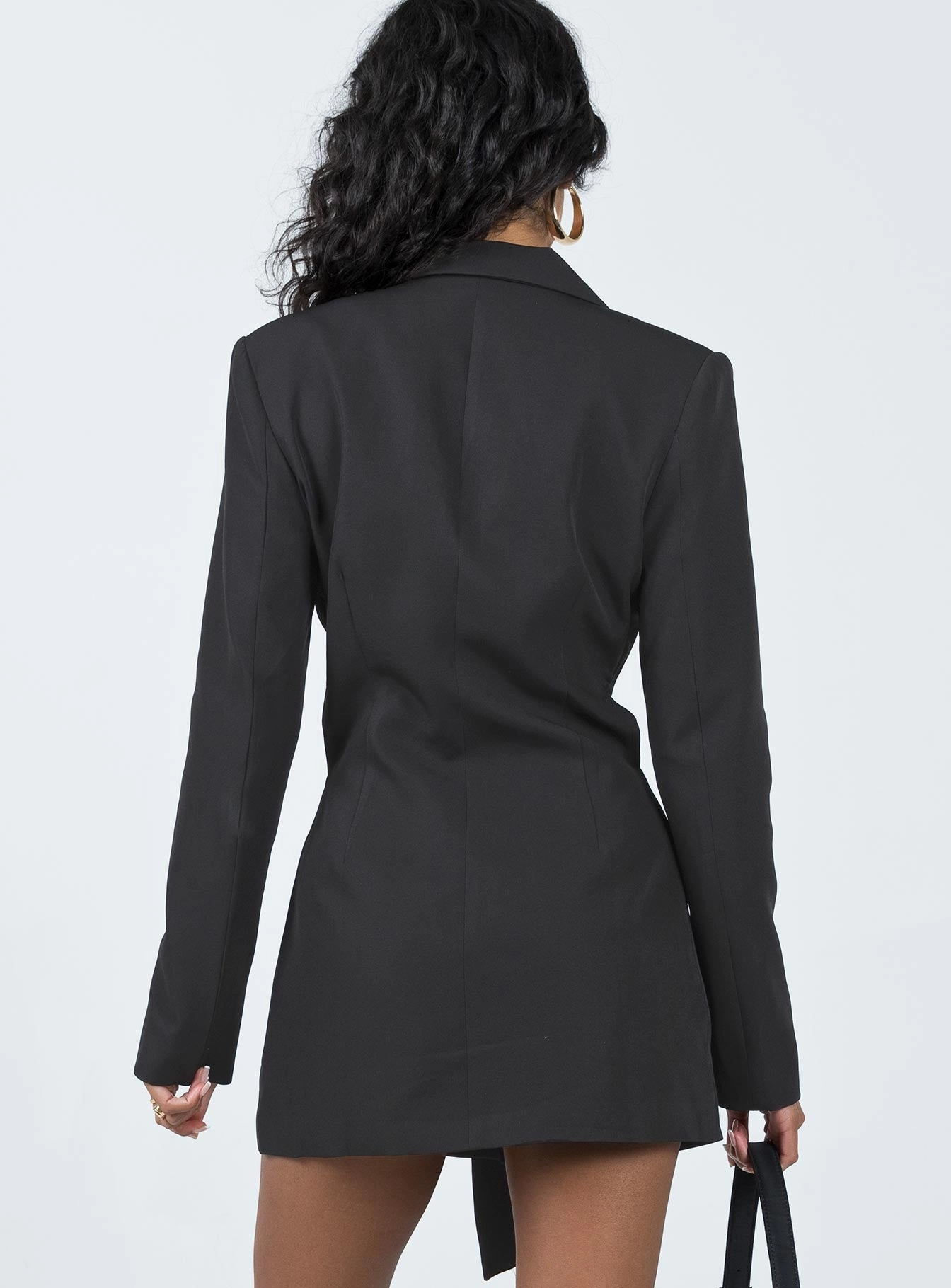 La Confidential Mini Dress Onyx Satin Glow Softly Structured