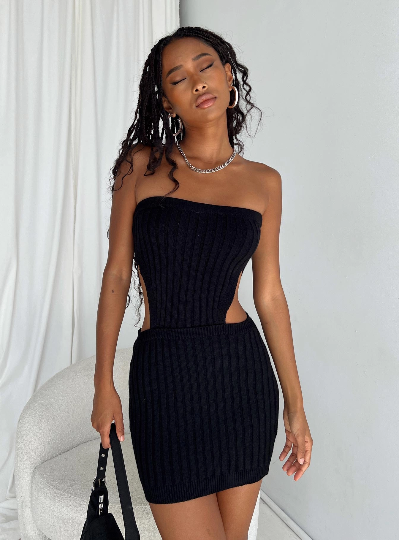 Knot-Detail Olia Mini Dress Black