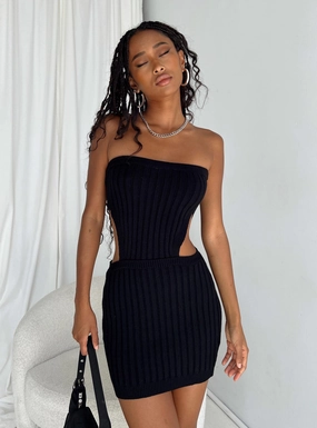 Knot-Detail Olia Mini Dress Black
