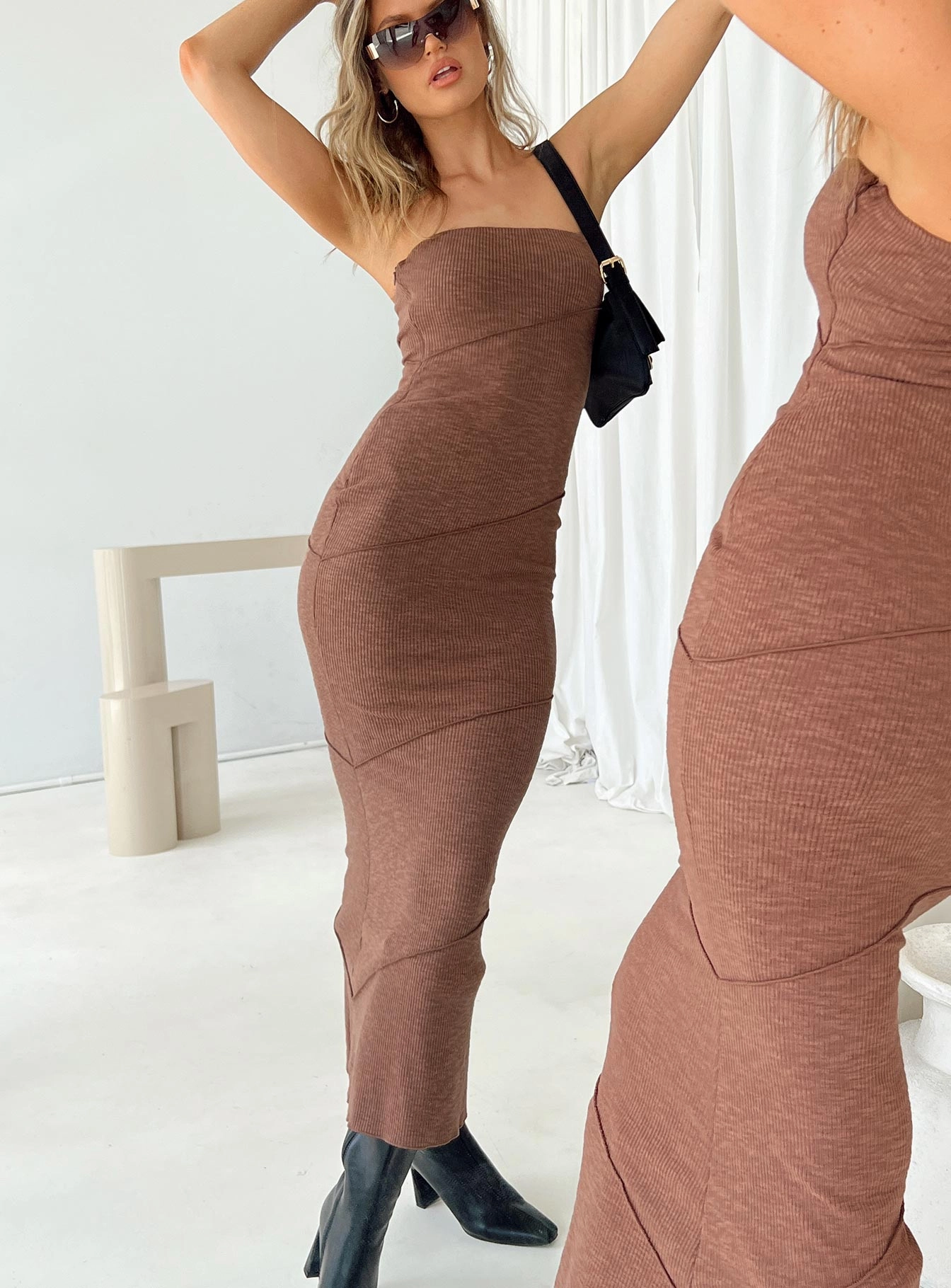 Oscar Midi Dress Brown Chilly Day Comfort Seasonal piece
