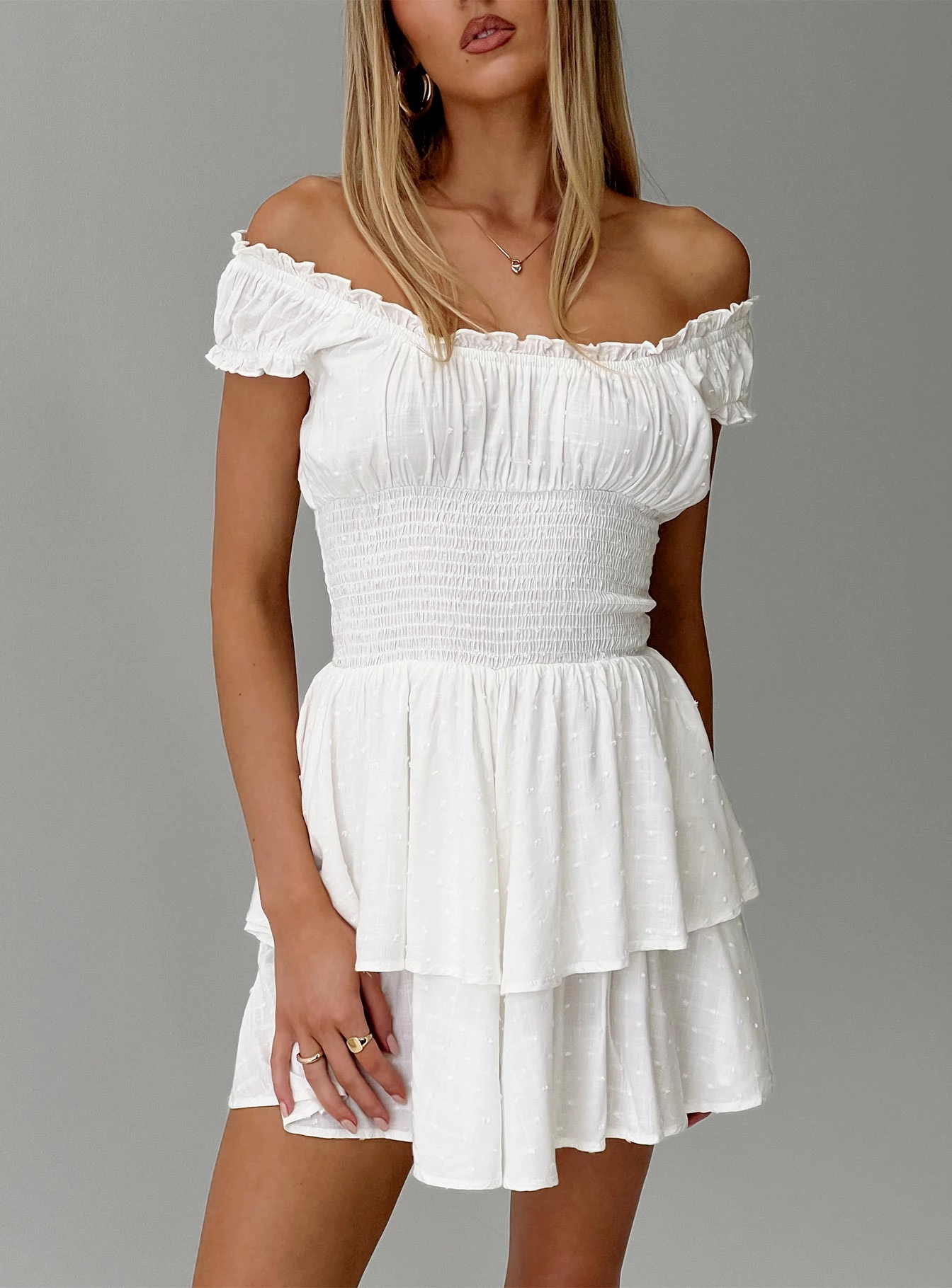 Asymmetrical hem Shade Glow The Love Galore Romper White Lower Impact