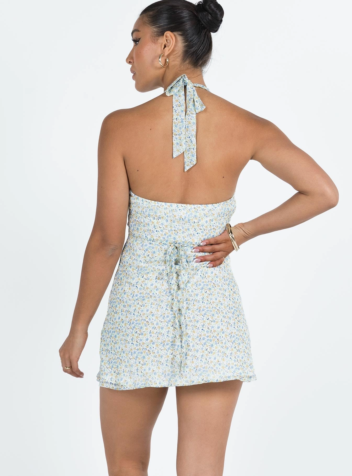 Polite Color Ladlin Mini Dress Yellow Floral