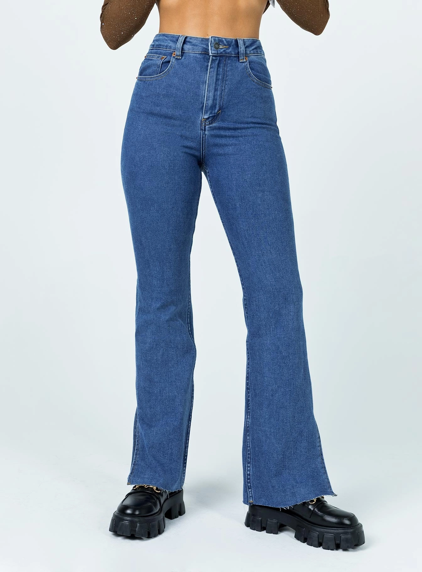 Motel Split Bootleg Jeans Mid Wash Soft Finish Sustainable Weekend Getaway