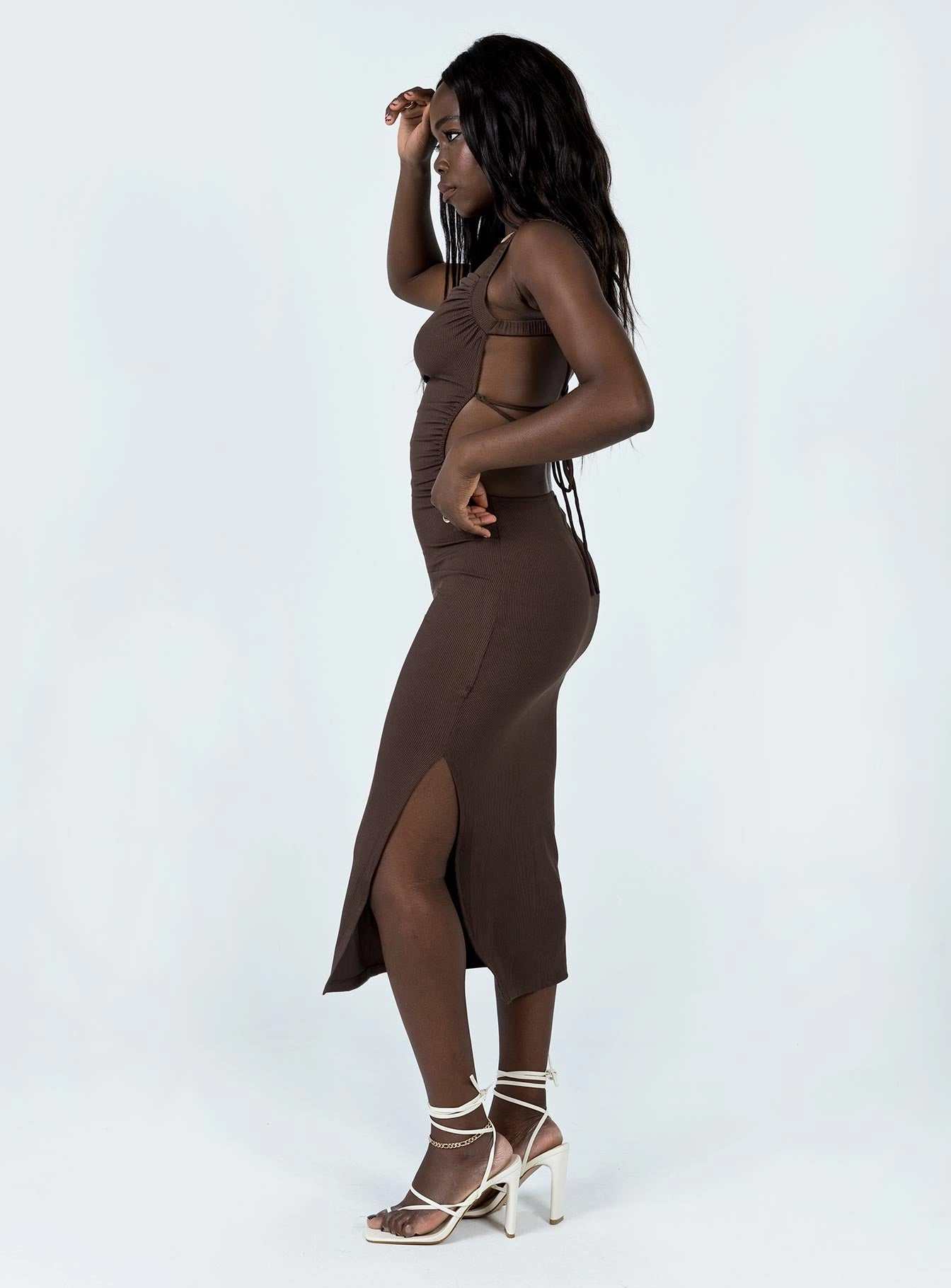 Lainey Midi Dress Brown Balanced Tones