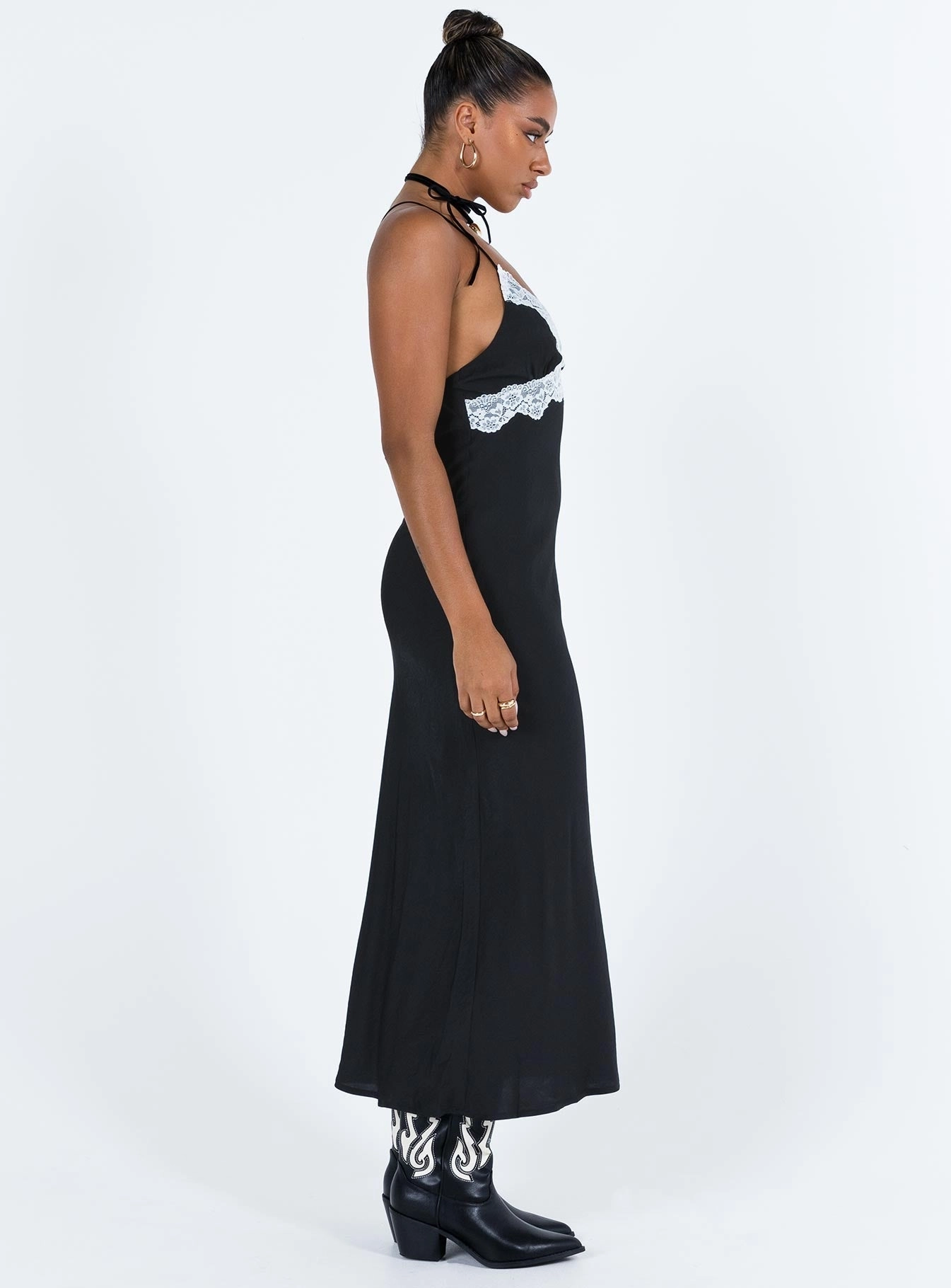 Lainge Maxi Dress Black Piped-Edge