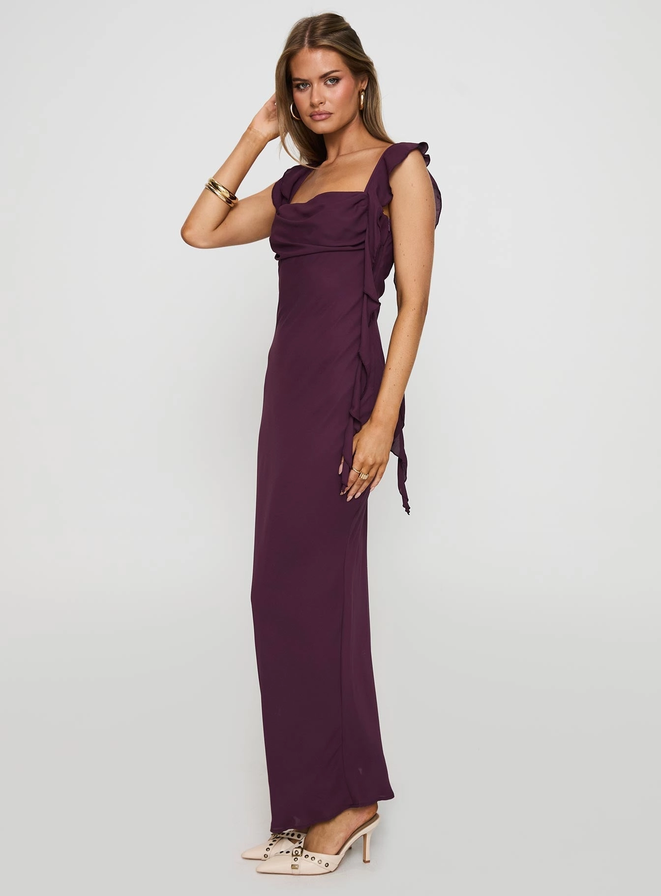 Lanai Maxi Dress Plum Summer-Season Sleek Outline