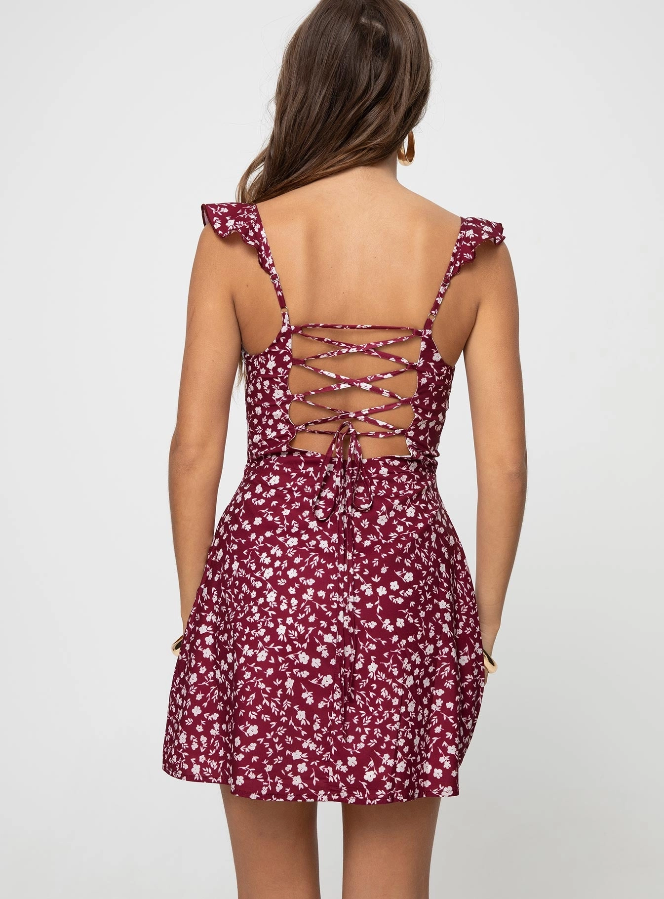 Landon Mini Dress Burgundy Floral Formal Look