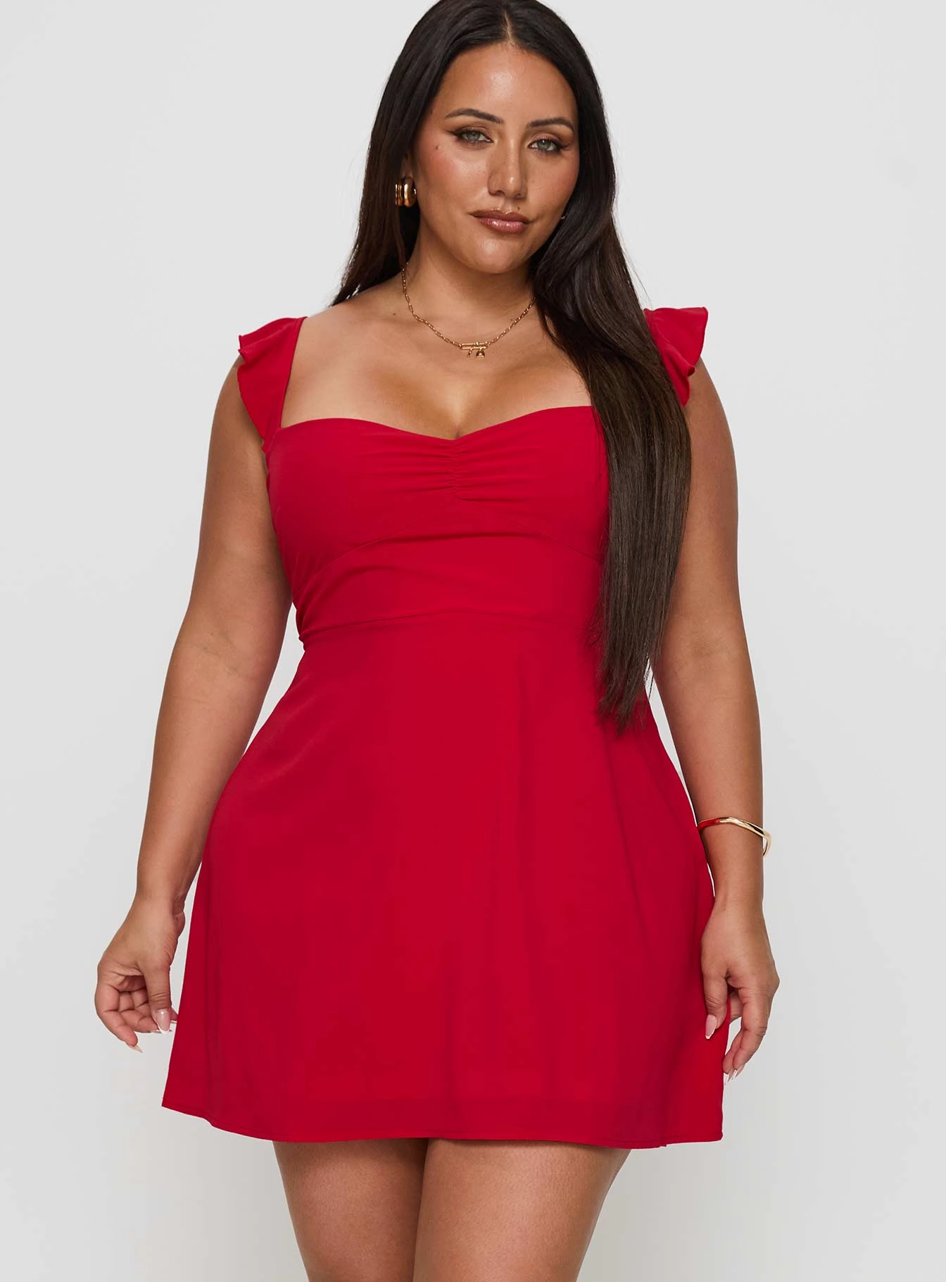 Landon Mini Dress Red Curve FlatlockSeam Relaxed Layer