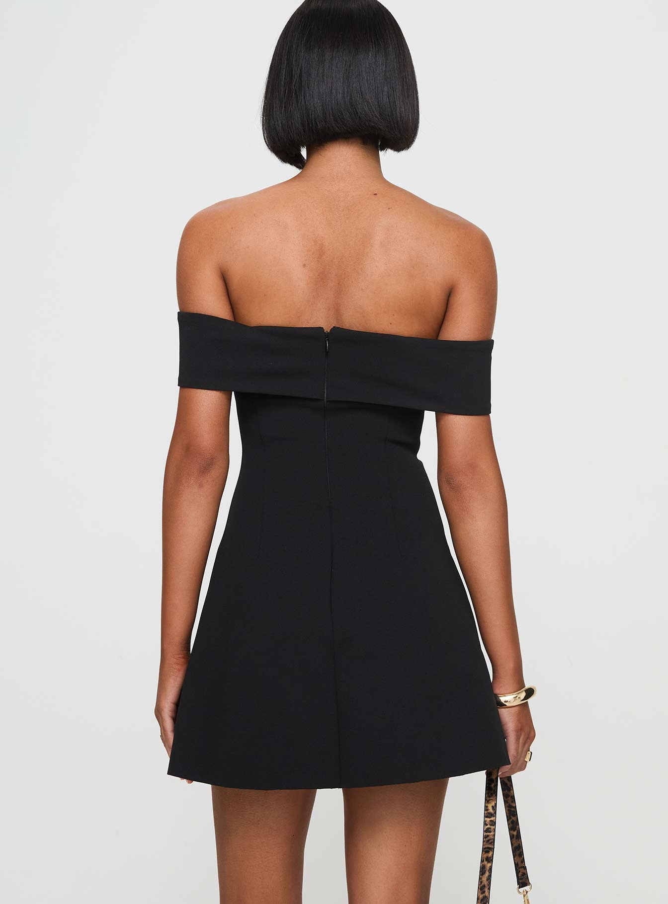 Lanes Off The Shoulder Mini Dress Black Polished Design Urban Fit