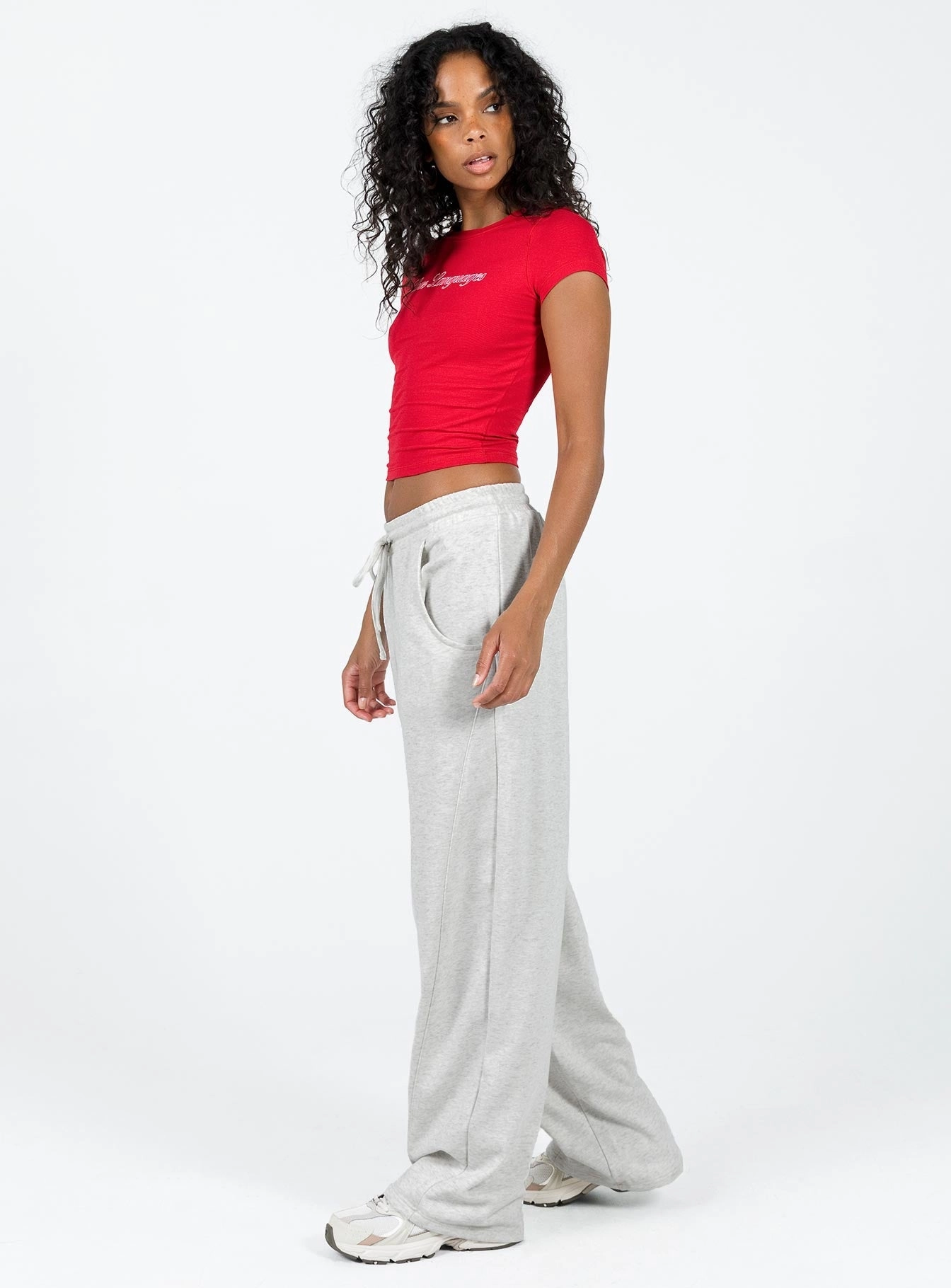 Body Ready Mesh Panel Lanter Pants Grey Marle
