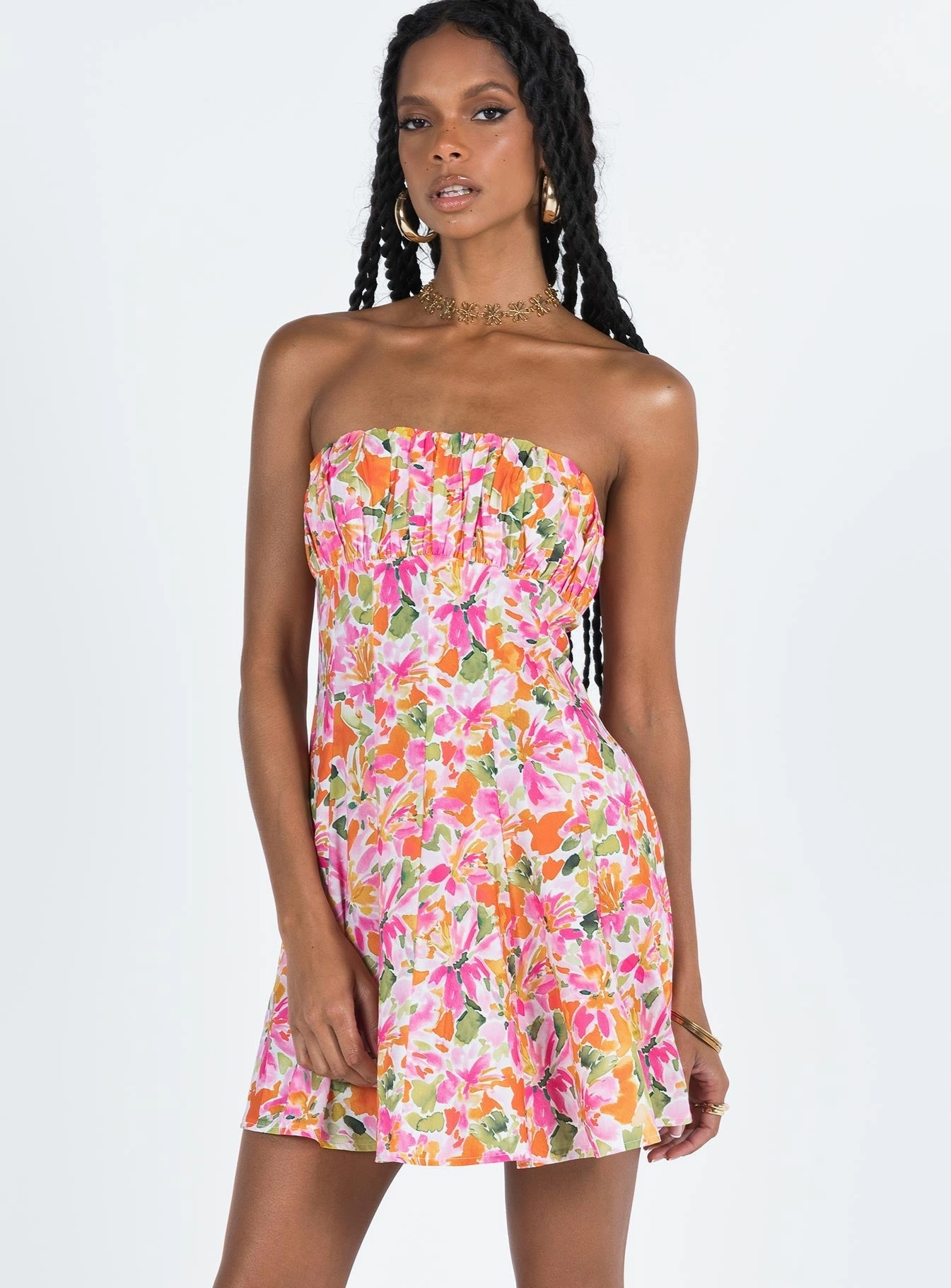 confident look Cool Form Largo Strapless Mini Dress Multi