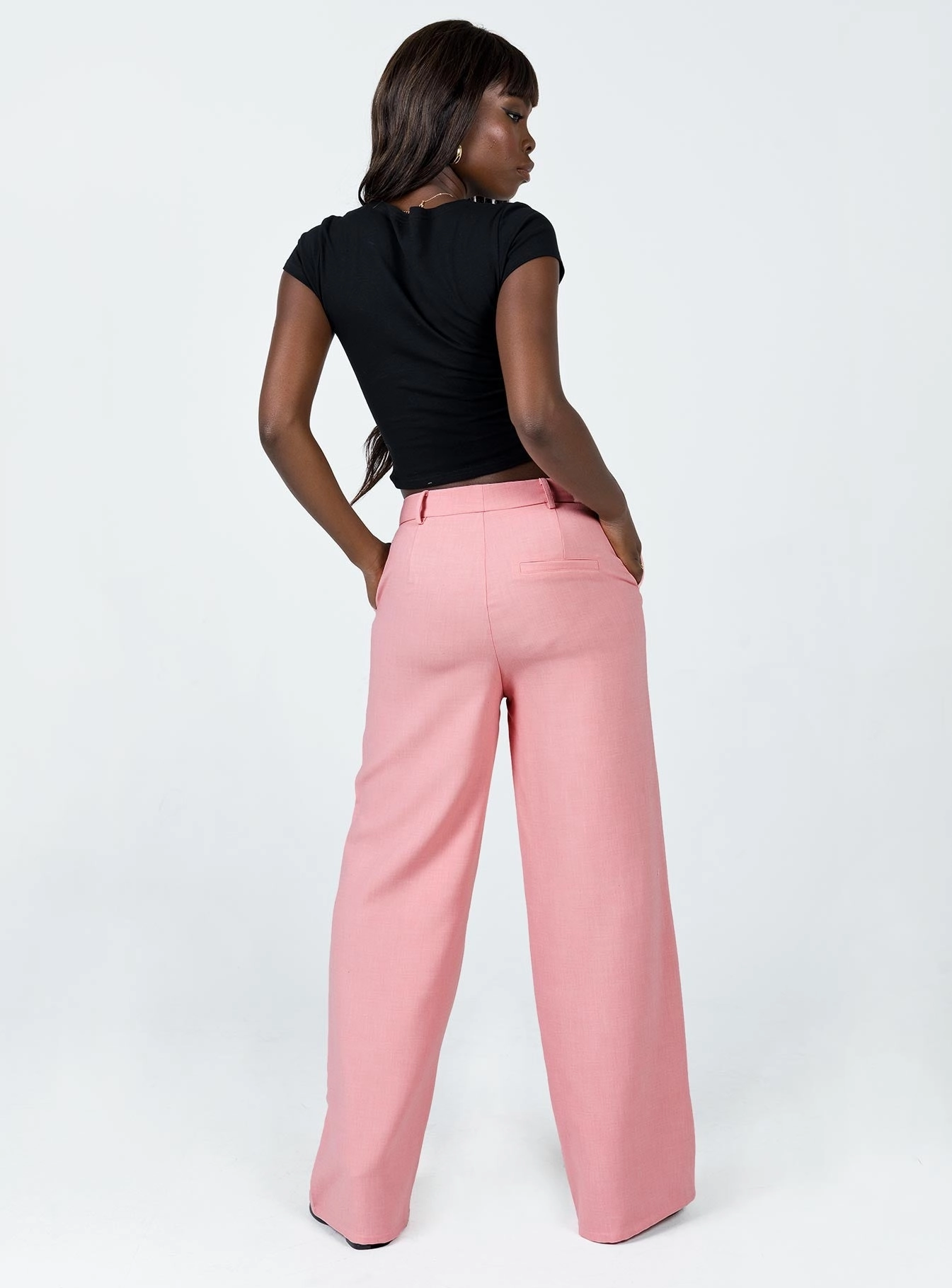 Snug Fit Button front Last Call Pants Pink