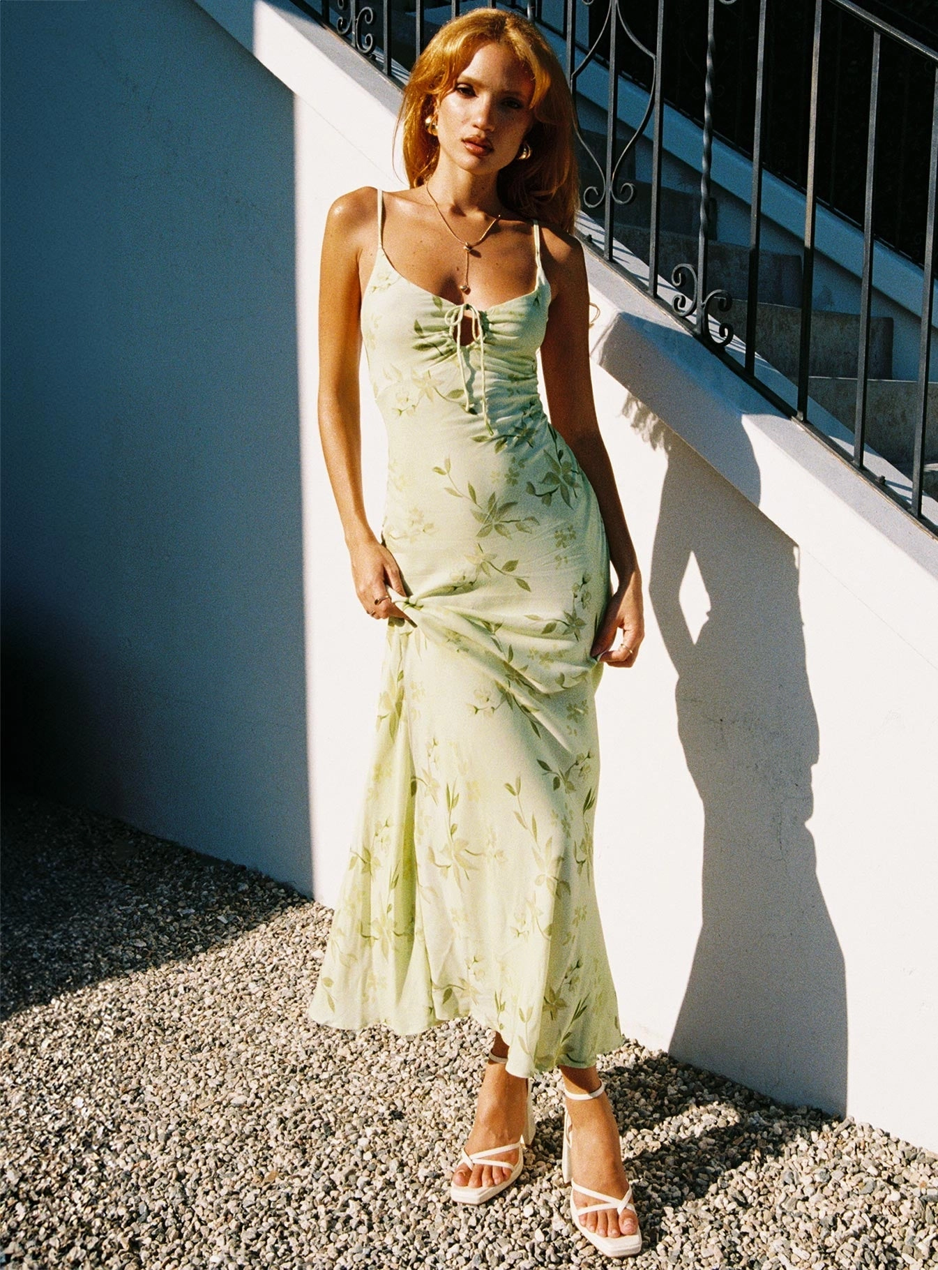 Lauraline Maxi Dress Green / Floral Nature Inspired