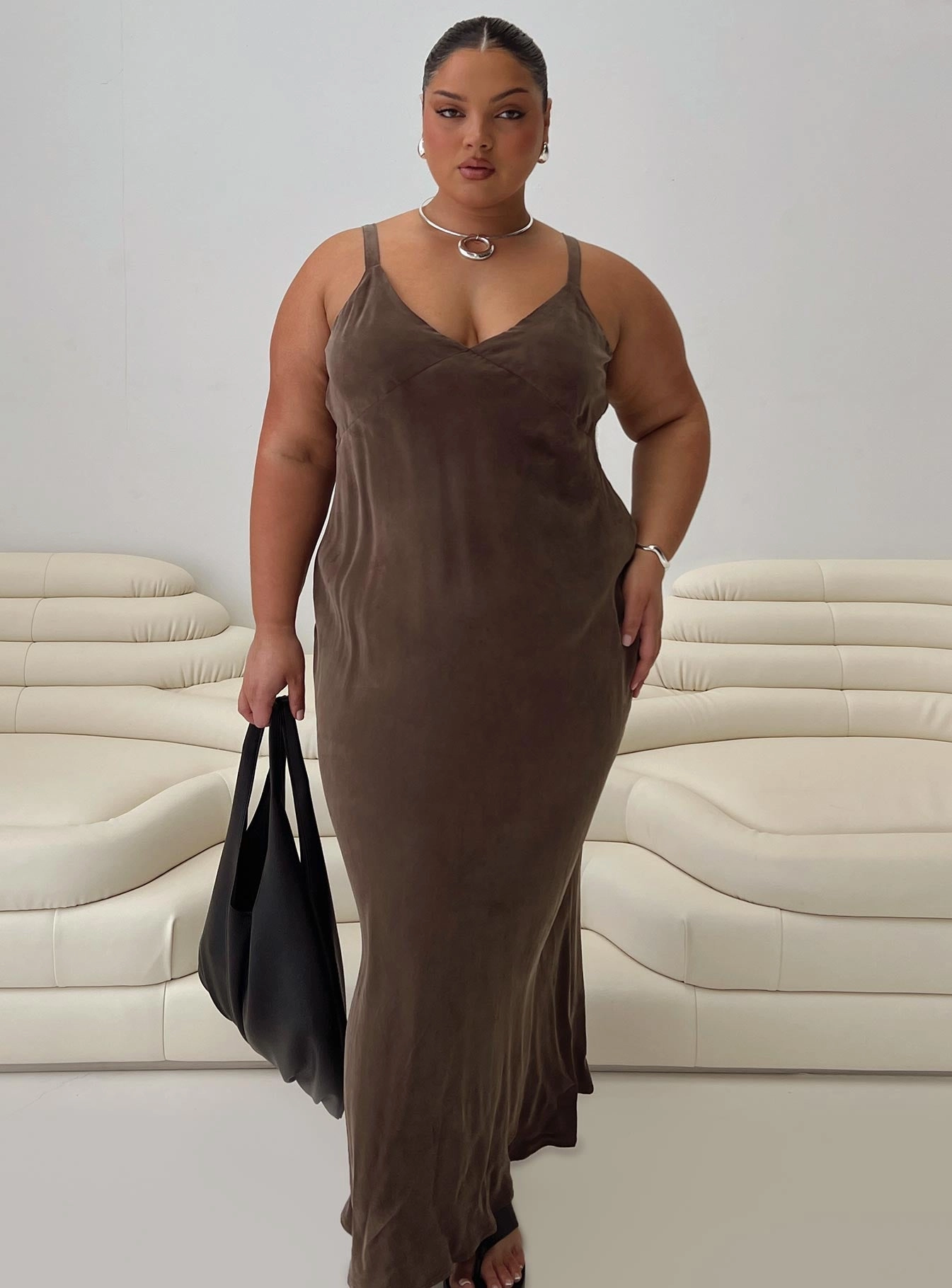 Laurette Maxi Dress Brown Curve Modern Soft