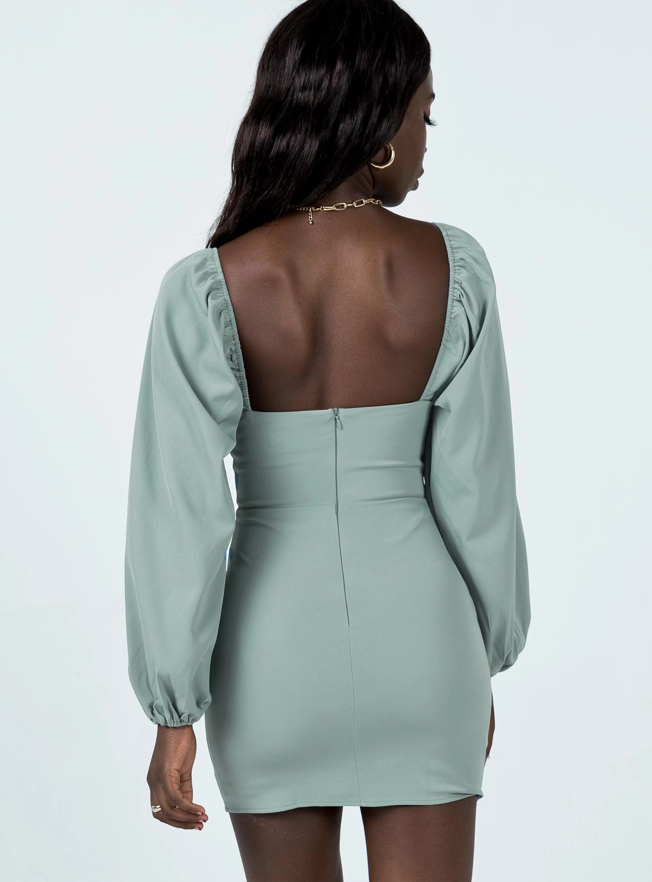 Lillie Long Sleeve Mini Dress Sage Comfort Look
