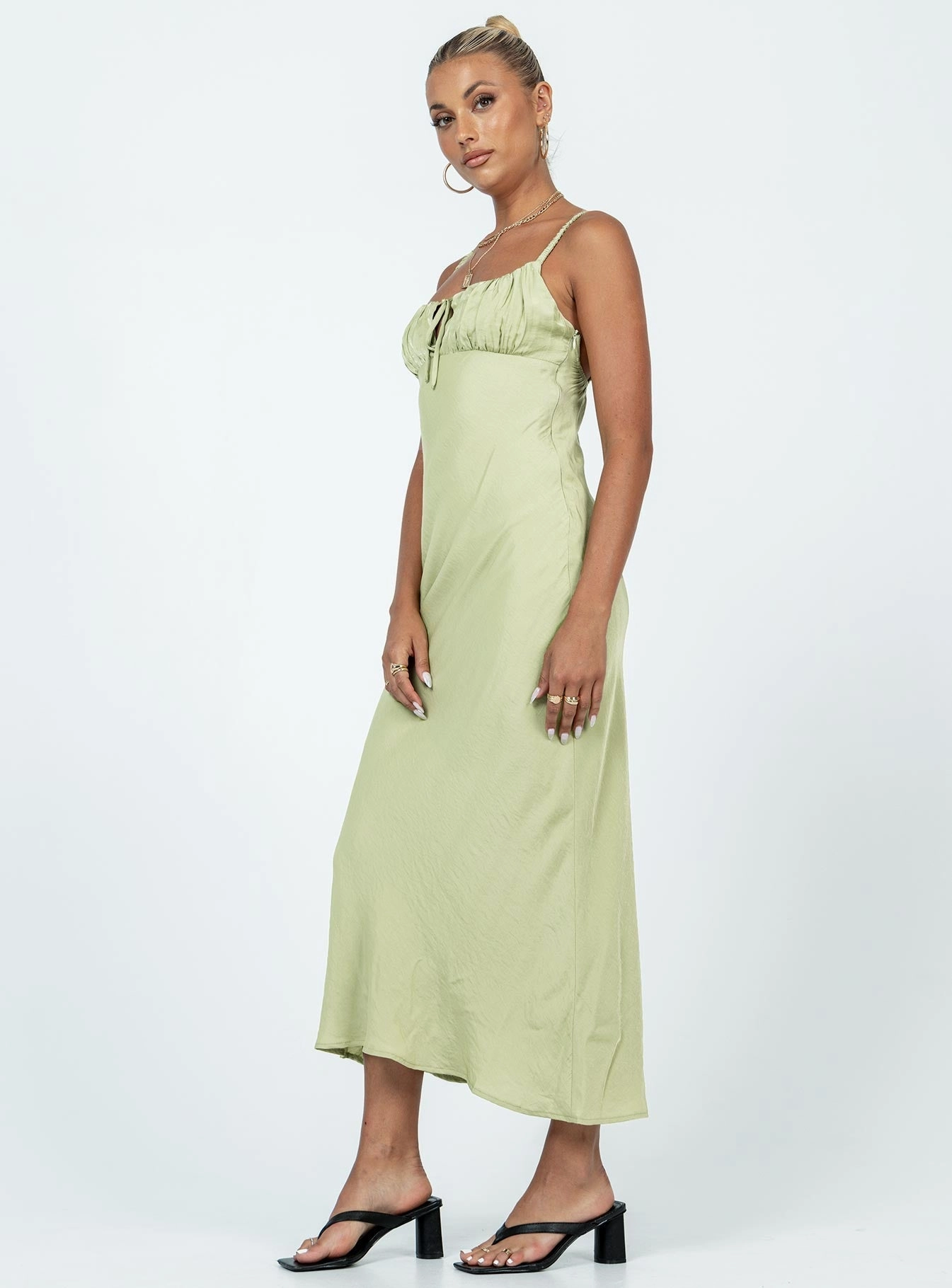 Light Sheen Soft Appearance Nicoleta Maxi Dress Green