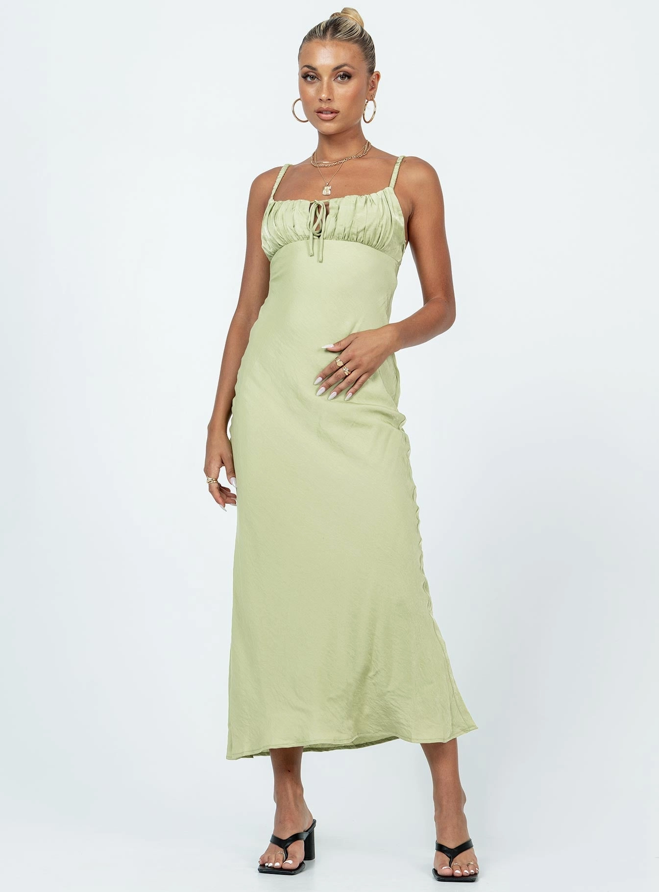Nicoleta Maxi Dress Green Sleek Outline