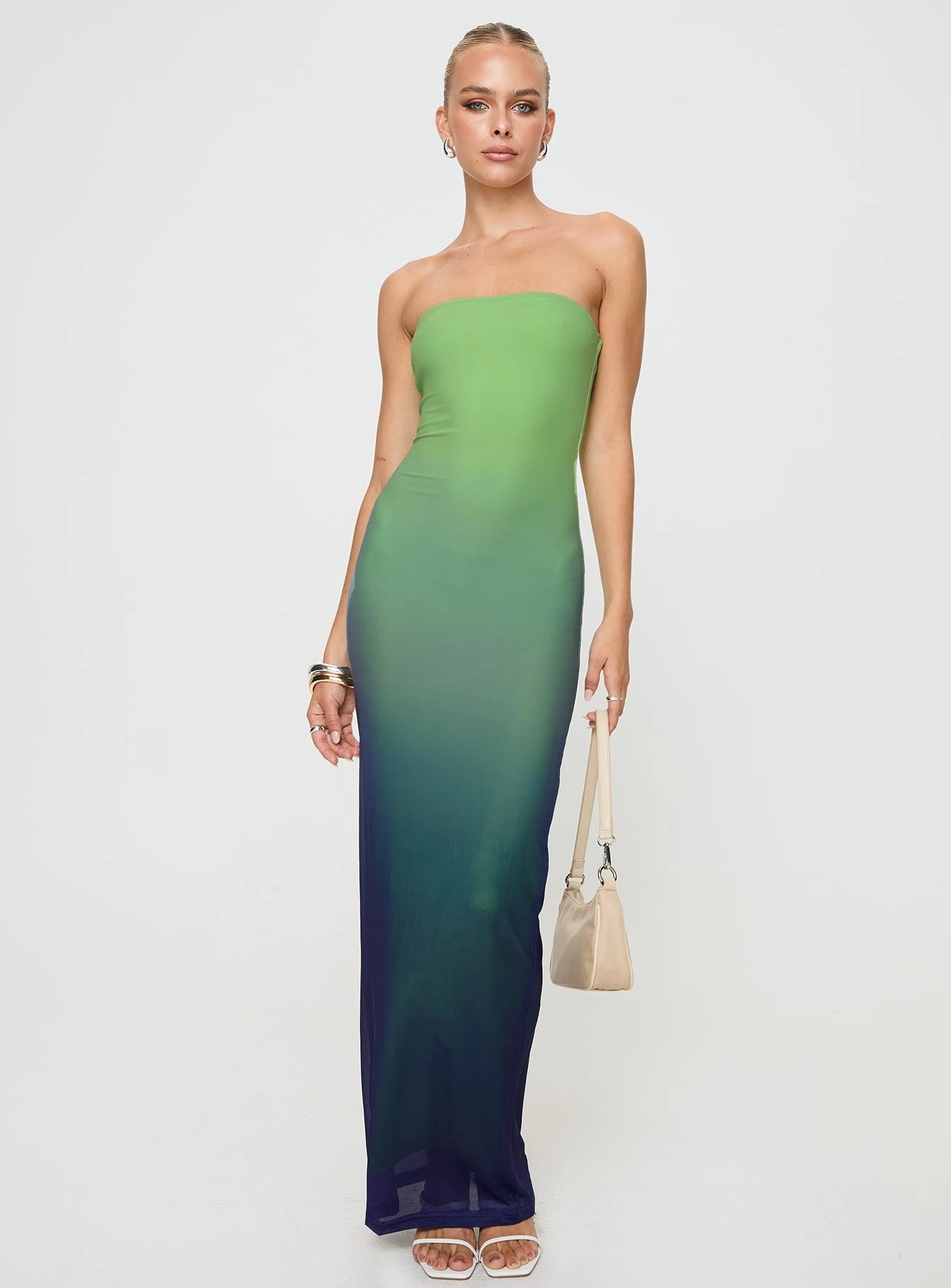 Cozy Touch Stolen Love Strapless Maxi Dress Blue / Green Ombre Petite