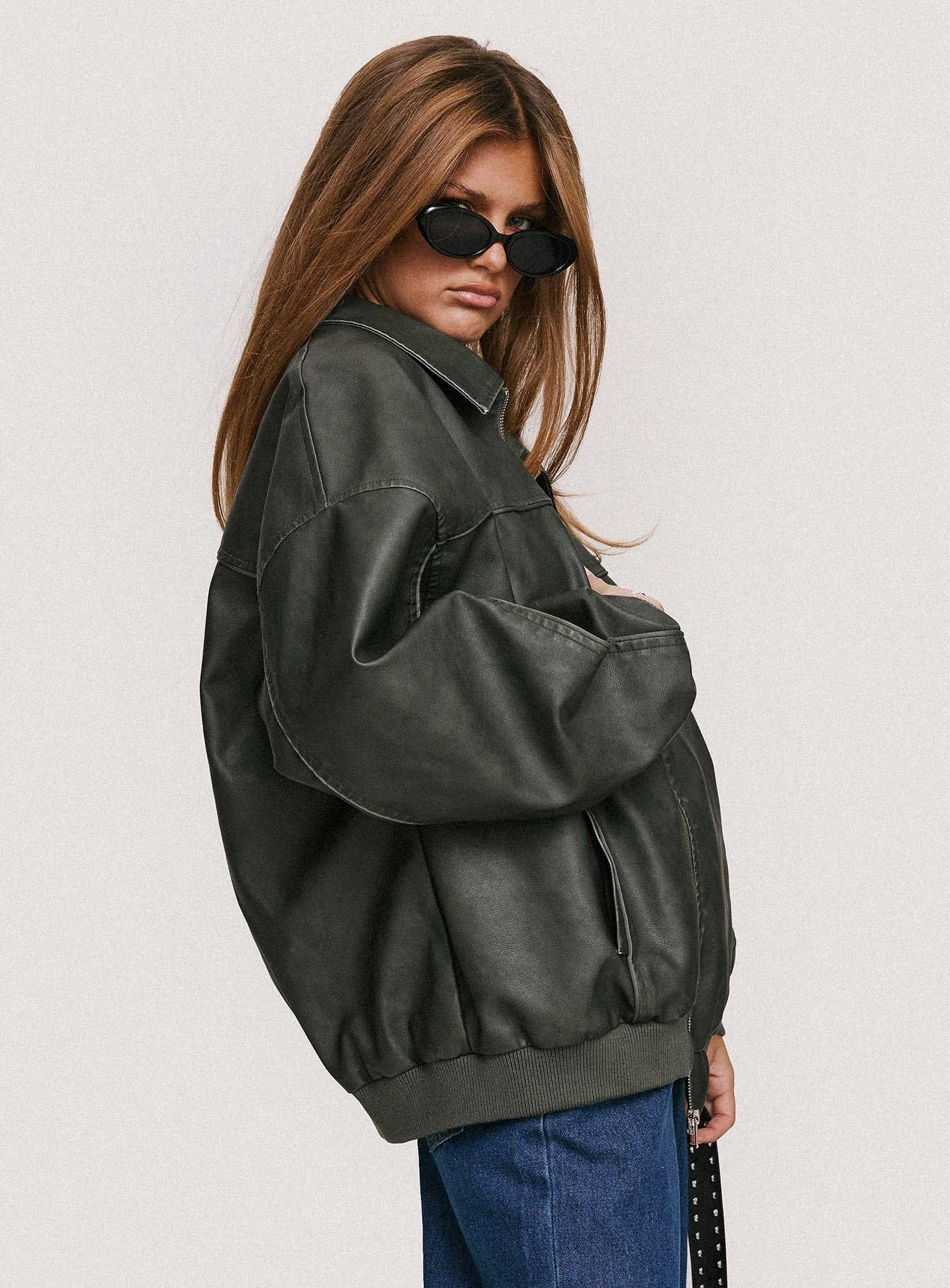Thermal Insulated Jacket Mild Day Outfit Goldsmith Faux Leather Bomber Jacket Washed Forest