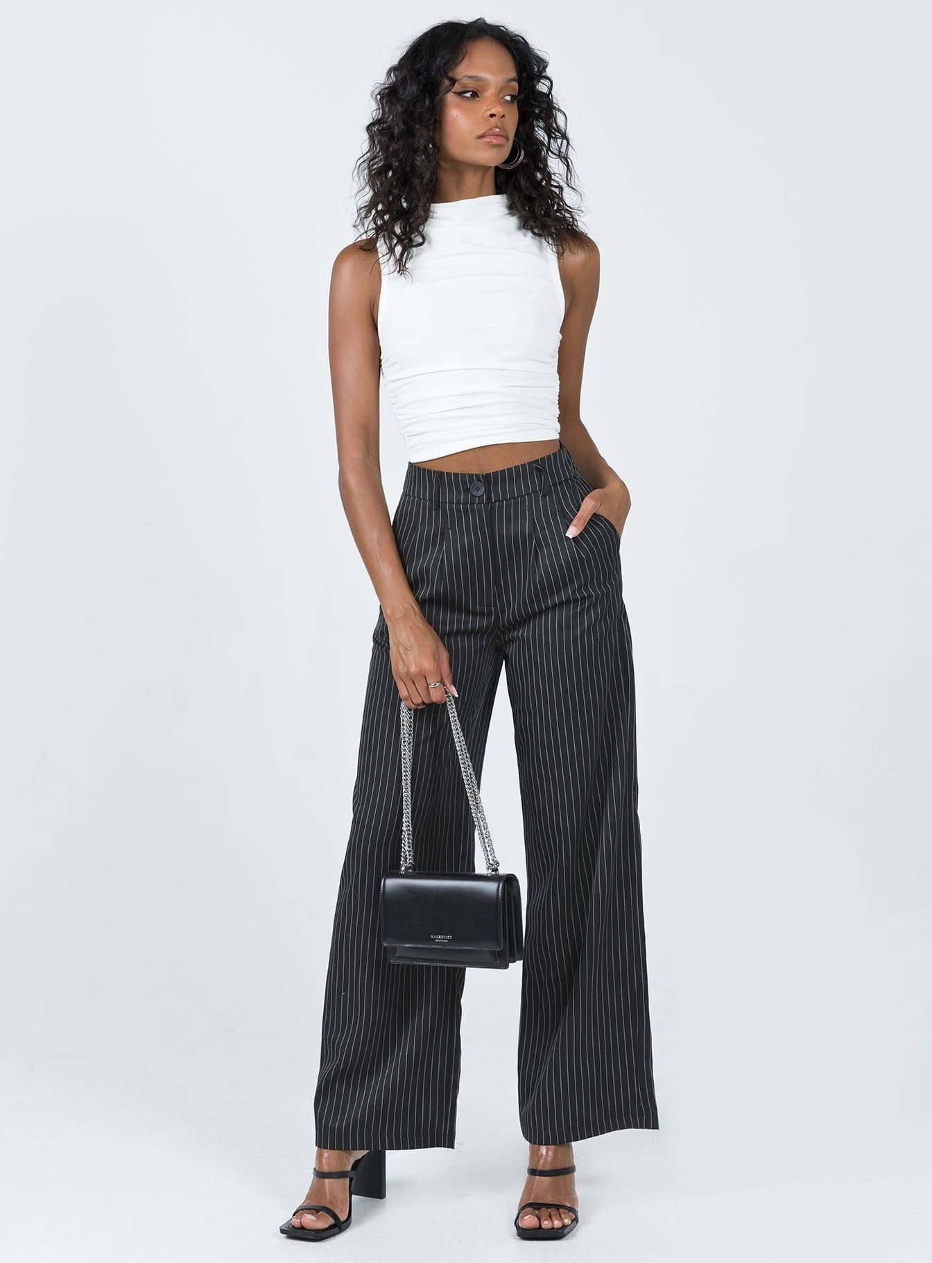 Bold Design Sleek Look Archer Pants Pinstripe Black