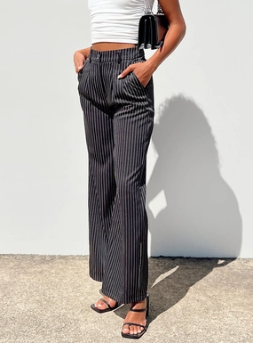 Flared bottom Archer Pants Pinstripe Black