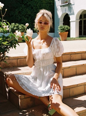 Peach Tone Kenny Mini Dress White