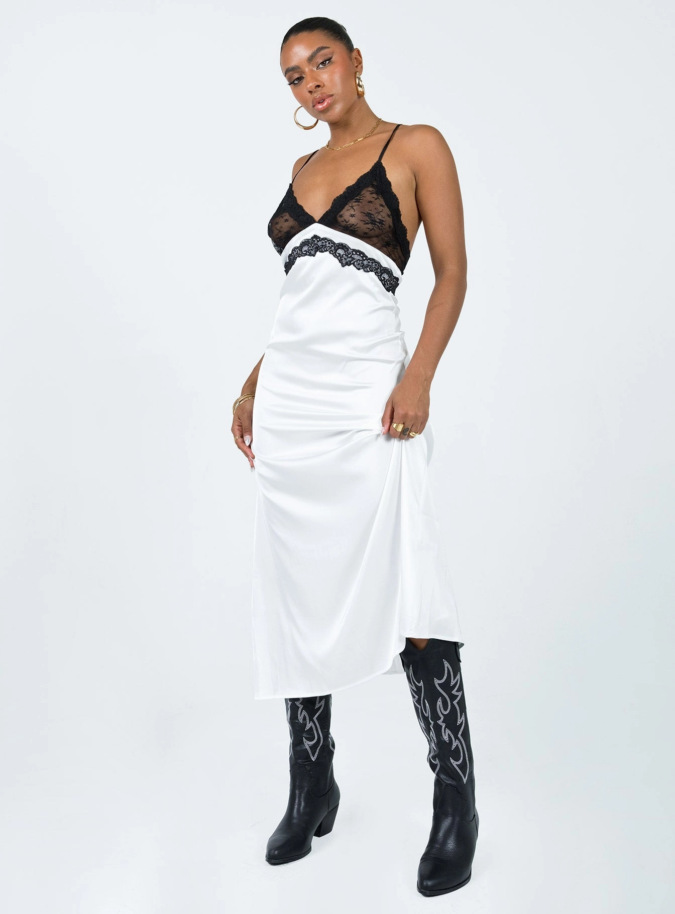 Le Paris Lace Midi Dress White Light Volume