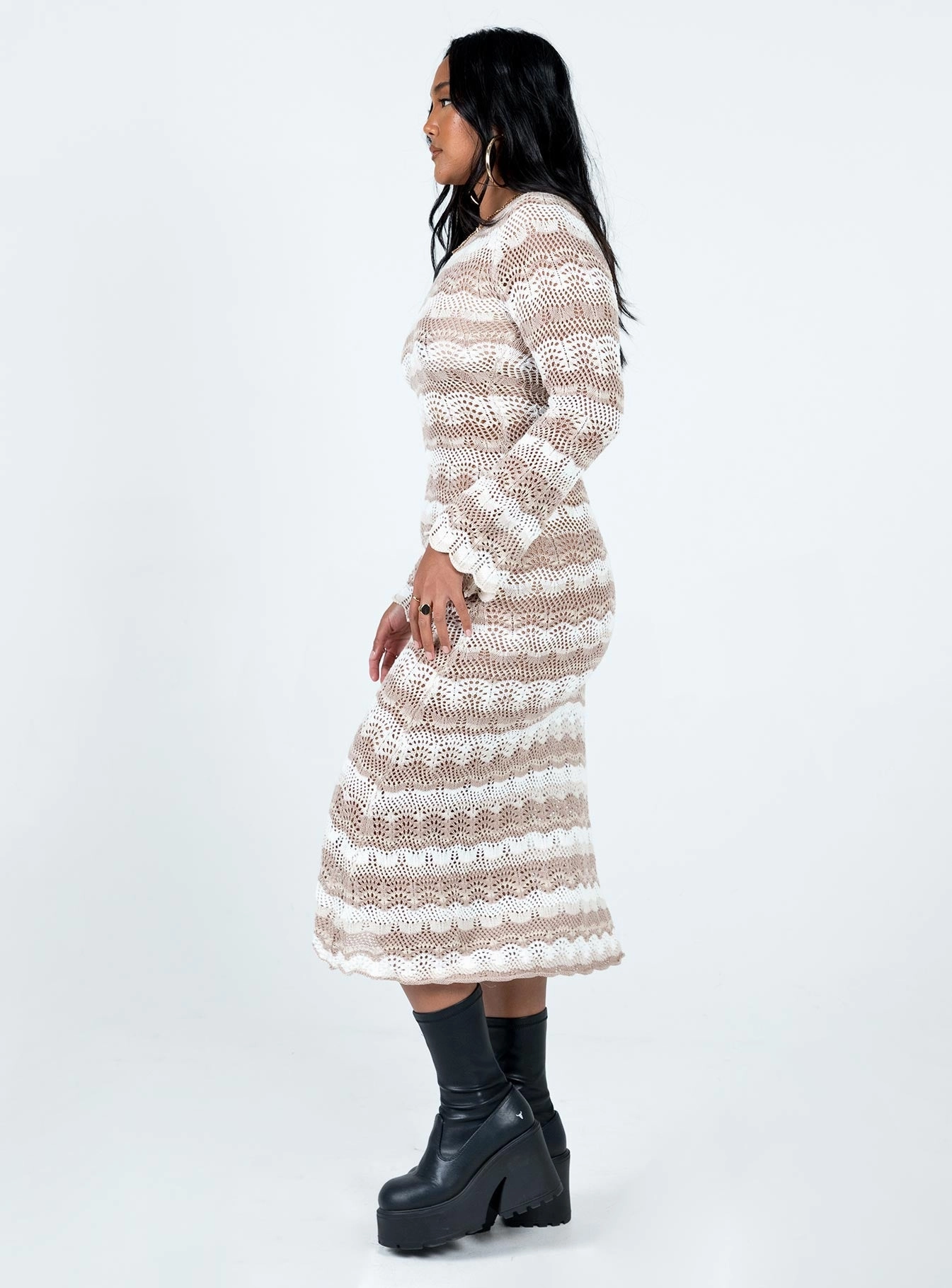 Winter Layering Leah Knit Midi Dress Beige