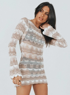 Leah Knit Mini Dress Brown Light and Comfortable Wear