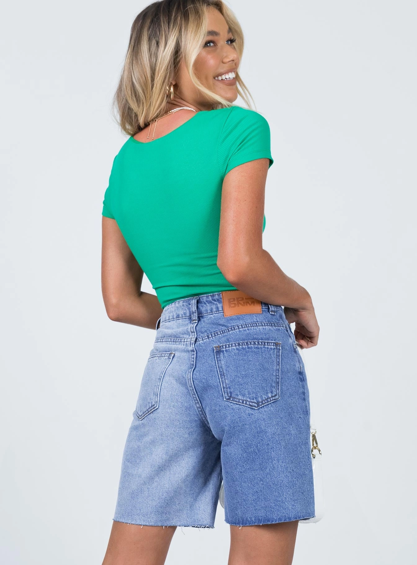 All Fit high waisted Leala Two Tone Denim Shorts