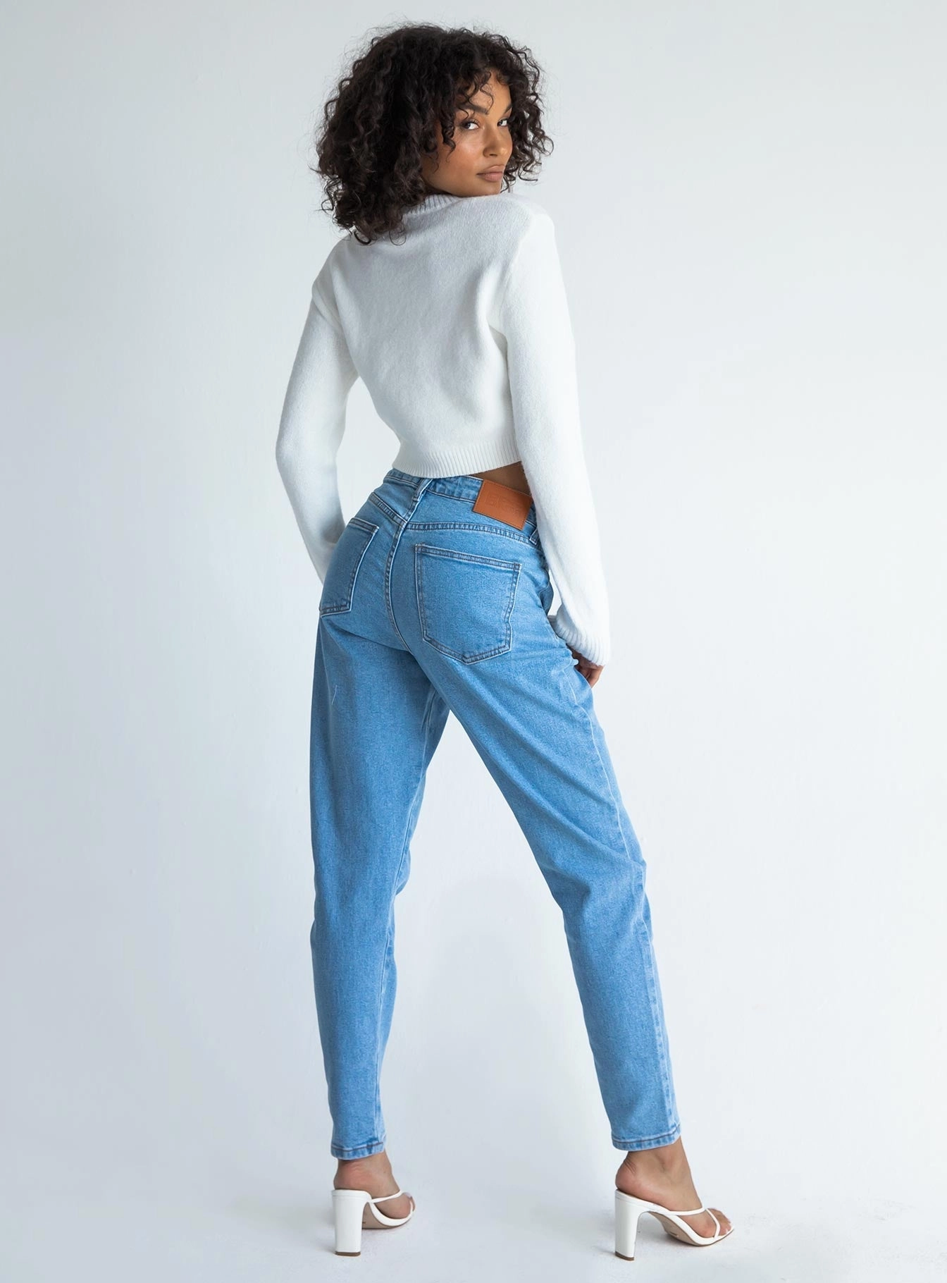 Leila Yolk Mom Denim Jeans Multi Pocket Utility