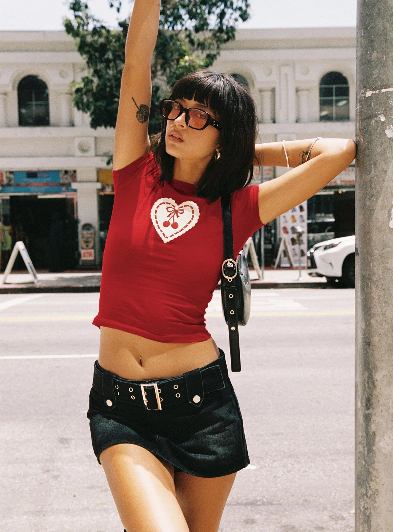 Leita Belted Micro Skort Washed Black Denim Coordinated Set