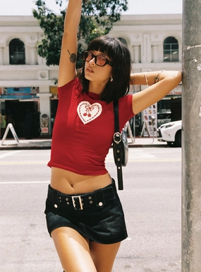Leita Belted Micro Skort Washed Black Denim Coordinated Set
