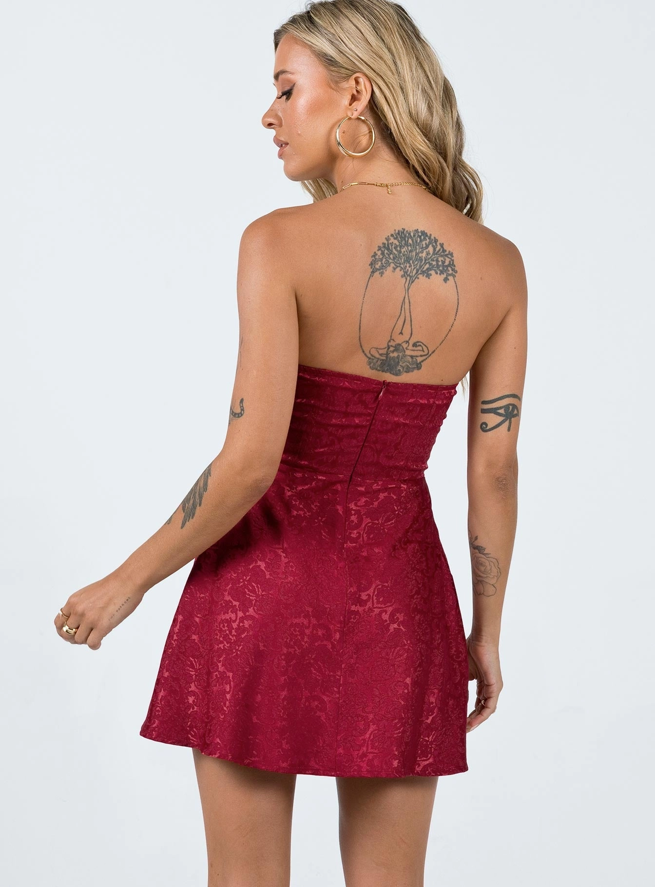 Relax Cut Smooth Detail Lenette Mini Dress Burgundy