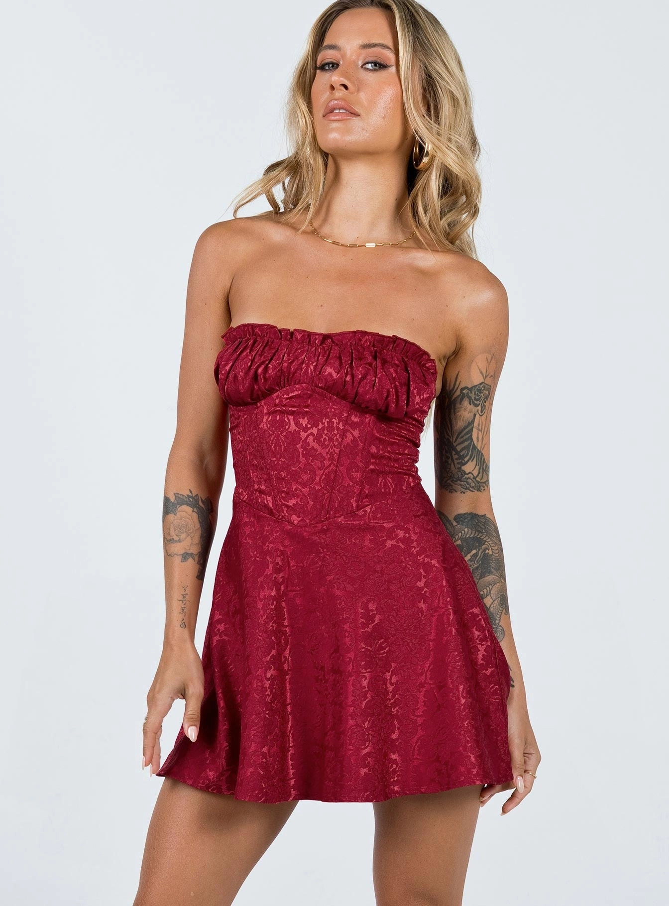 Chilly Comfort Light Rhythm Lenette Mini Dress Burgundy