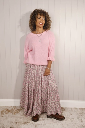 Leopard Cotton Skirt Pink Artistic Influence Airy Feel