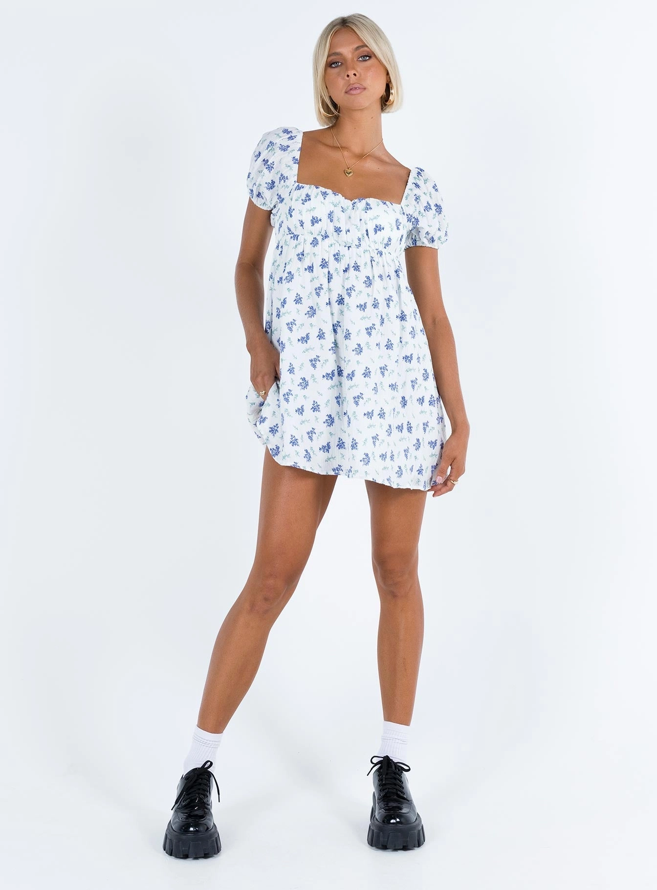 Cool Undertone Let's Dance Mini Dress Blue Floral
