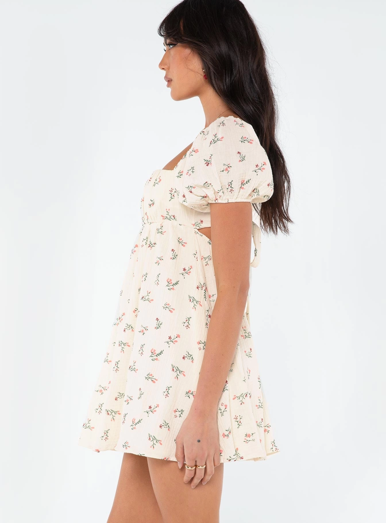 Stylish dinner attire polka-dot Let's Dance Mini Dress White / Floral