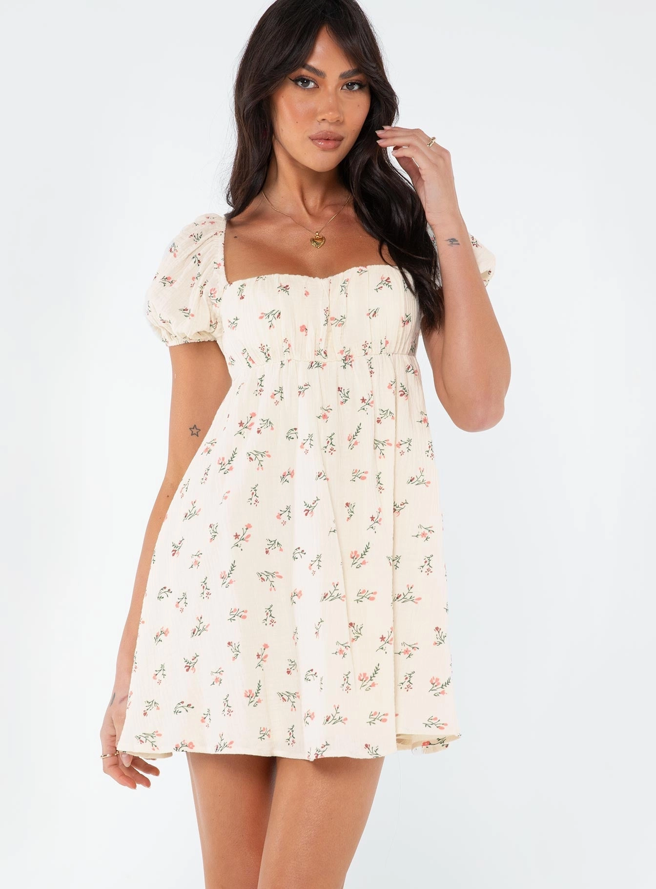 Let's Dance Mini Dress White / Floral Perfect For Work