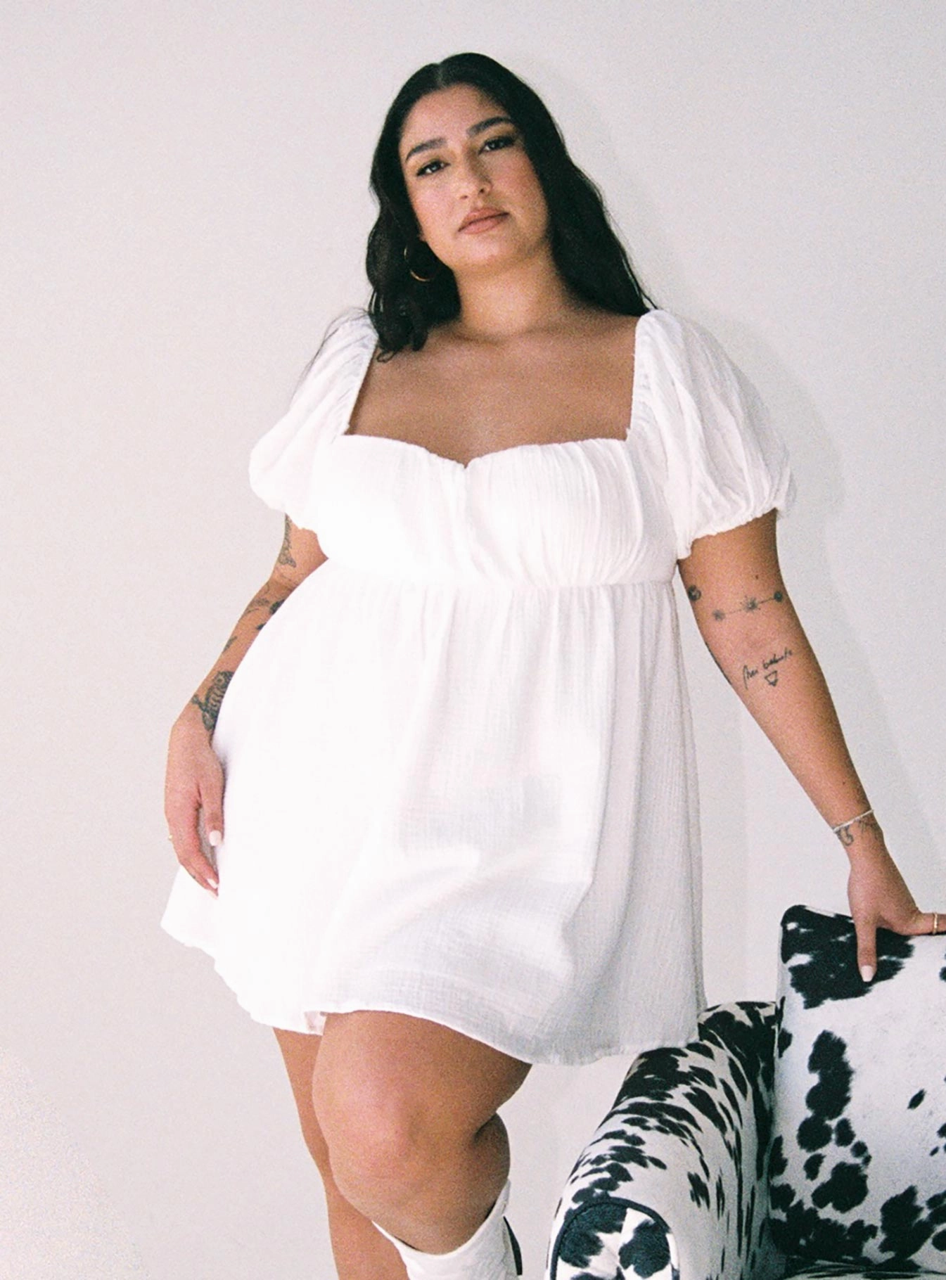 Let's Dance Mini Dress White Curve Soft Movement Nordic Plain